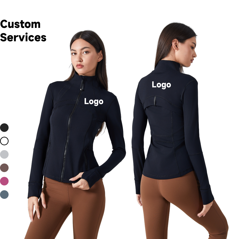 Autumn Winter Women's Lightweight Long Sleeve Fitness Jacket New Thin Fleece Yoga Top Waist Slimming Warm Plus Size Front DAW178