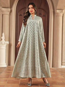 Robe longue traditionnelle de Dubaï pour femme, Abaya Eid, Jalabiya imprimée, <span class=keywords><strong>Caftan</strong></span> de prière Ramadan orné de diamants, Robe longue Vestidos Largos - Product Image 4
