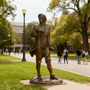 Grande statue de Benjamin Franklin grandeur nature personnalisée décor carré de parc <span class=keywords><strong>cerf</strong></span>-<span class=keywords><strong>volant</strong></span> moulé à la main en bronze attirant la foudre modèle célèbre - Product Image 1