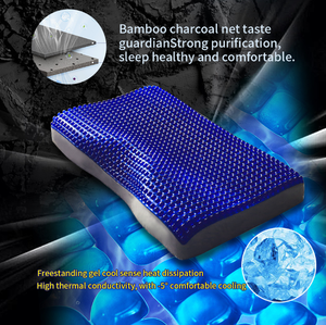 Cuscino in Memory Foam con Gel Rinfrescante Blu, Ecologico, a Lento Ritorno, Lavabile in Lavatrice, Supporto per il Collo, per Chi Soffre il Caldo, per Hotel - Product Image 1