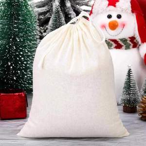 Custom Logo Sublimation Print Natural Organic Cotton Muslin Sachet <b>Bags</b> Double Shopping Pouch <b>Canvas</b> <b>Drawstring</b> Gift <b>Bag</b> - Product Image 3