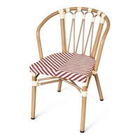 Fauteuil de salon d'extérieur en aluminium avec tissage Teslin, couleur personnalisée, aspect rotin, pour patio, jardin, café