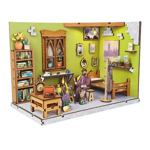 Nuovo Design Miniatura Casa delle Bambole Officina Riparazione <span class=keywords><strong>Auto</strong></span> dei Sogni <span class=keywords><strong>Puzzle</strong></span> 3D in Legno Fai da Te Kit Angolo Lettura con Mini Luce LED per Bambini - Product Image 5