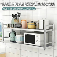 Estante de Cocina Moderno y Ecológico Mejorado, de Pared, de 2 Niveles, con Marco de Acero Inoxidable, para Horno de Microondas
