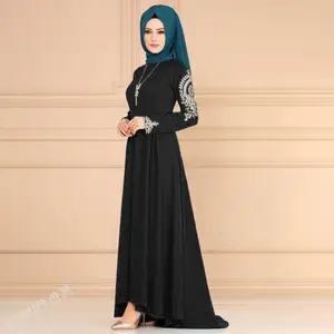 2024 New Product Abaya Dubai Monsoon Arabic Evening Dress Skirt Printing Long Sleeve Moroccan Women Kaftan Gown Muslim Prom
