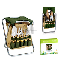 Kit d'outils de jardin extérieur Portable chaud 5 pièces Kit de creusement de jardin siège pliant tabouret de jardin avec sac de rangement détachable ensemble d'outils