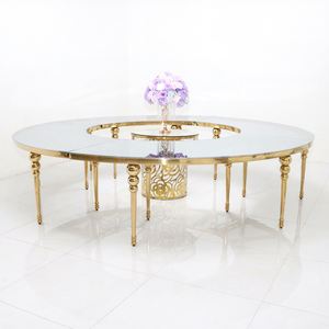 Sedie a Serpentina e Tavoli da Matrimonio Rotondi di Lusso in <span class=keywords><strong>Vetro</strong></span> Bianco Personalizzati all'Ingrosso per Hotel ed Eventi - Product Image 1