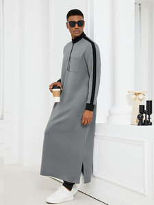 Islamic Winter Khamis Arab Islamic Muslim Sport <strong>Men</strong> <strong>Thobe</strong> Jubba With Pockets - Product Image 4