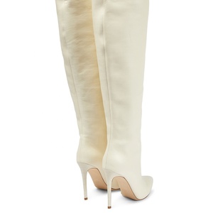 <span class=keywords><strong>Bottes</strong></span> à talons fins en cuir PU <span class=keywords><strong>Beige</strong></span>, <span class=keywords><strong>bottes</strong></span> longues à bout pointu pour femmes, chaussures d'hiver, grande taille, 2022 - Product Image 3