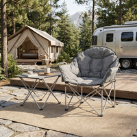 Chaise de camping pliante Moon Chair, rembourrée et matelassée, avec structure en acier, capacité 150 kg, poche latérale, légère et portable pour le parc