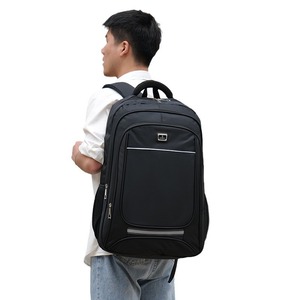 Laptop <b>Backpack</b> <b>Large</b> Capacity Unisex Black Solid Color With Laptop Compartment For Travel And Daily Use - Product Image 5