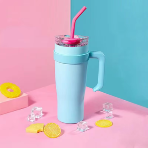 40oz Stainless Steel Tumbler <b>Double</b> <b>Wall</b> Vacuum Insulated Travel Mug With Handle and Straw Custom Logo - Product Image 6
