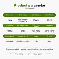 Inversor Solar Híbrido Apilable de 12KW, Trifásico, 220/380V 230/400V, IP65, Batería LiFePO4, Inversor de Almacenamiento de Energía Solar en Red