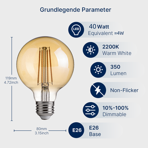 Cao CRI 90 <span class=keywords><strong>E26</strong></span> Đèn <span class=keywords><strong>Led</strong></span> nhà máy trực tiếp G25 4W 350lm 2200K bóng đèn dây tóc trong nhà ngoài trời nhà hàng nhà cố định - Product Image 2