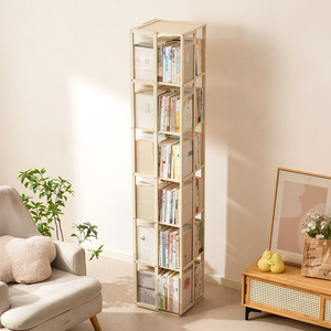 Rotating Bookshelf Bamboo Floor Standing Adjustable Storage <b>Rack</b> For Living Room Childrens Books - Product Image 2