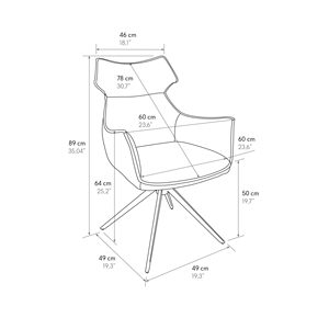 Sillón Giratorio Ornella, Tapicería de Tela Gris Paloma Blanca, Base de Metal, Silla de Oficina para Interiores - Product Image 2