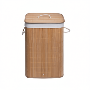 Cesto de ropa rectangular de 68 cm de largo, de mimbre de bambú marrón, con tapa, para ropa y ropa de cama. - Product Image 3