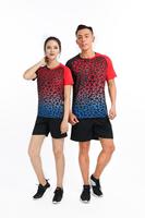 Jersey Bulu Tangkis Mosaik Gradien Kustom, Menyerap Keringat, Ramah Kulit, Cepat Kering, Pakaian Latihan Tim, MOQ Rendah, Pesanan Grosir