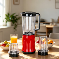 Mixeur Plongeant Domestique 200W 1L avec Commande par Bouton Poussoir, 2 Lames, Récipient en Plastique, Faible Bruit pour Préparation de Smoothies