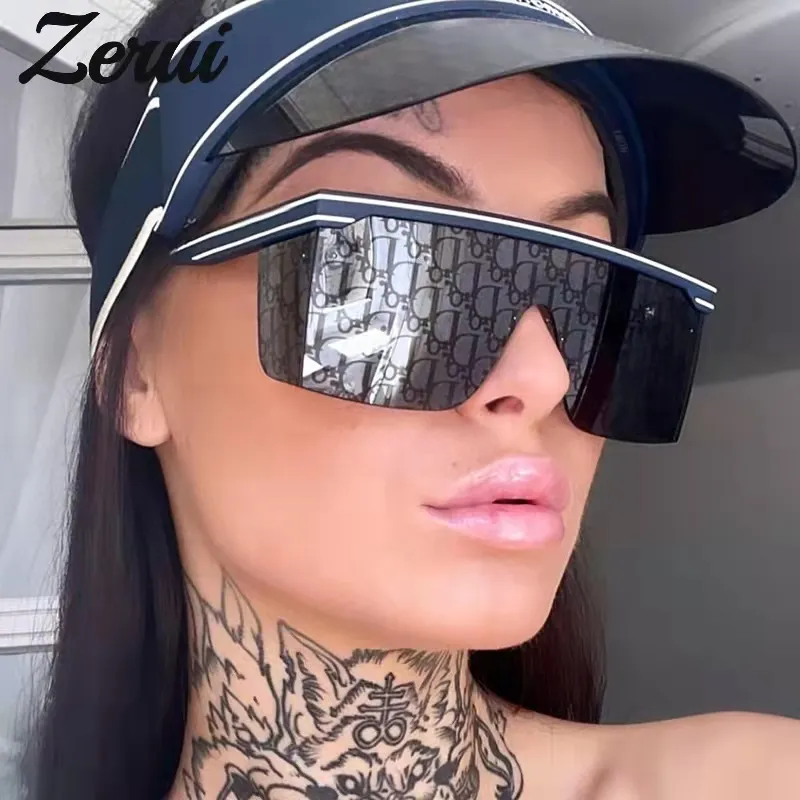 חדש אחד חתיכה כיכר משקפי שמש לגברים יוקרה מותג חצי מסגרת משקפיים שמש טייס נשים סקסי מגניב Windproof Eyewear גדול