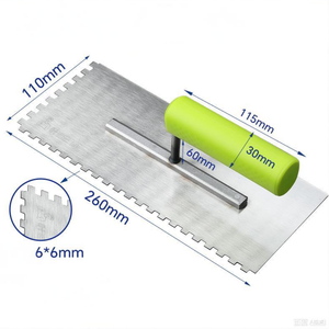 Spatule à plâtrer à lame dentée avec manche en caoutchouc rouge et manche en bois pour la pose <span class=keywords><strong>de</strong></span> carreaux - Product Image 5
