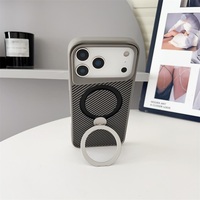 Coque de téléphone magnétique en fibre de carbone avec support rotatif à 360 degrés pour iPhone 17 Air, coque arrière pour iPhone 17, 16, 15