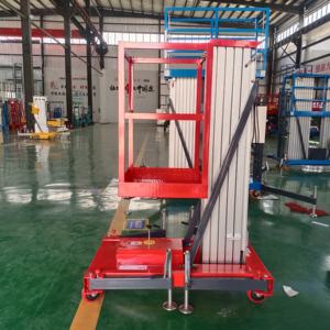 Meja pengangkat tangga hidrolik pengangkat Platform angkat listrik seluler aluminium Aloi tiang tunggal kapasitas 117kg - Product Image 4