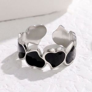 Anillo de Acero Inoxidable que No se Desvanece, Chapado en Oro, Diseño de Corazón con Concha, Estilo Coreano INS, Diseño de Nicho, Gota de Aceite, Aniversario, Venta al por Mayor - Product Image 4