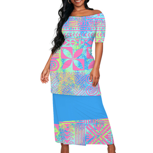 Nouvelle Robe Polynésienne <span class=keywords><strong>Femme</strong></span> 2026 à Prix Réduit, Dernière Collection, Épaules Dénudées, Motif Îles du Pacifique, Impression Personnalisable - Product Image 2