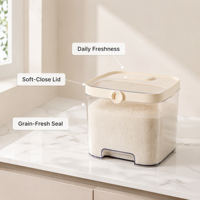 Réservoir de stockage de riz de qualité alimentaire avec bouton latéral, capacité de 5 L, hermétique, anti-insectes, anti-humidité, récipient de cuisine