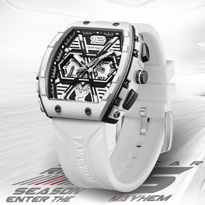 Fairwhale New Luxury Multi-Hand Skeleton Calendar Watches Men Not <strong>Automatic</strong> <strong>Chronograph</strong> Rubber Strap Waterproof Quartz Watch - Product Image 1