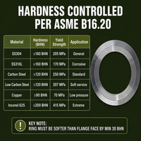 Inconel sans remplissage, sans déformation, auto-énergisant, réutilisable, en forme de vague, ASME B16.20 API 6A