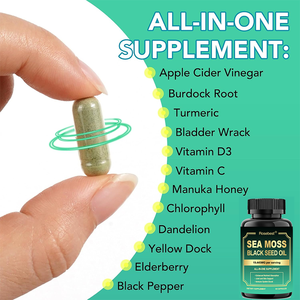 Suplemen Herbal Kapsul Ekstrak Bubuk Rumput Laut & Minyak Biji Hitam Halal Vegan Organik All in One Label Pribadi OEM Grosir - Product Image 3