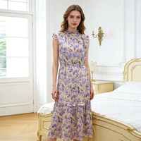 Robe d'été en satin de soie et rayonne pour femme, légère, respirante, élégante, imprimée, pour les vacances, vente en gros