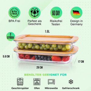 Boîte de rangement alimentaire <span class=keywords><strong>en</strong></span> <span class=keywords><strong>verre</strong></span> empilable 1.6 L-ensemble de 2 boîtes <span class=keywords><strong>à</strong></span> saucisses réfrigérateur-parfait comme récipient <span class=keywords><strong>à</strong></span> saucisses, récipient <span class=keywords><strong>à</strong></span> <span class=keywords><strong>cloche</strong></span> de <span class=keywords><strong>fromage</strong></span> - Product Image 3