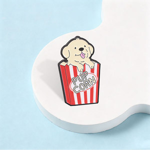 Pupcorn Puppy Popcorn Pin Esmaltado de Dibujos Animados, Broche de Solapa con Diseño de Perro Lindo, Película, Snack, Comida, Juego de Palabras, Joyería, Regalo para Amantes de los Perros y Fanáticos del <span class=keywords><strong>Cine</strong></span> - Product Image 2