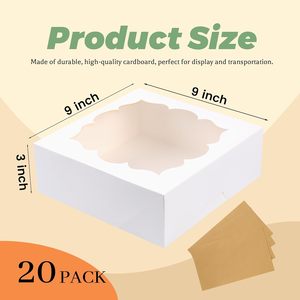 Cajas para Pastel de Cumpleaños con Ventana, Cajas Cuadradas Blancas Personalizadas para Boda, Cajas de Papel Kraft para Pastel de 4, 6, 8, 10, 12 y 14 Pulgadas, Caja para Ensalada - Product Image 3