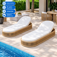 Chaise longue d'extérieur réglable avec coussin épais pour piscine, hôtel, complexe hôtelier