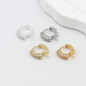 DIY Fashion Earrings, Pearl Holder Ear Clips, Micro-set Zircon, 18K Gold Plating, Color Retention, Semi-perforated Pearl Holder - Product Image 2