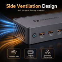 Docking Station Thunderbolt 5 180W DC Power 8K 60Hz MST Dual TB5 2.5G Ethernet M.2 NVMe SSD USB 3.2 Hub