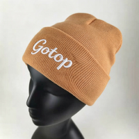 Bonnet vintage à revers, broderie personnalisée du logo de la marque, multicolore, chaud, tricoté, pour l'hiver, style casquette ajustée