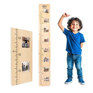 Wooden Children's Growth Record Ruler <b>With</b> Photo <b>Frames</b> Vertical Wall <b>Mount</b> Height Measuring Tool For Home Use - Product Image 5