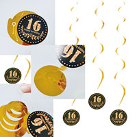 Decoración para Cumpleaños Número 16, Artículos para Fiesta de 21 Años, Dorado y Negro, Feliz Cumpleaños 16, 18, 21, 30, 40, 50, 60, 70, Pancarta, Globos