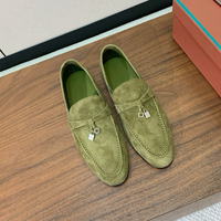 Mocassins pour hommes en cuir véritable de luxe, style italien original, avec fermoir métallique, chaussures décontractées à enfiler