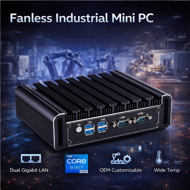 This Fanless Industrial Mini Computer Features Intel Core I3/i5/i7 Dual LAN and OEM Support for Harsh Environments