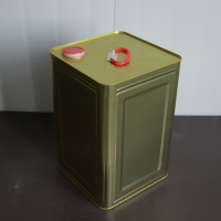 Bidon rectangulaire en fer blanc doré de 18 L avec bec verseur flexible, fût métallique de 16,5 kg pour huile d'olive alimentaire, conteneur métallique avec bec verseur escamotable