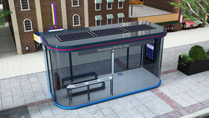 Parada de Autobús Inteligente con Energía Solar, Climatizada, con Asientos, Pantalla LCD, Caja de Luz Publicitaria y Estación de Carga USB - Product Image 3