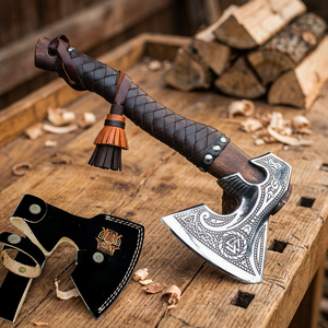 Custom Handmade Industrial Grade Stainless Steel Damascus <b>Axe</b> Tomahawks Survival Outdoor Wooden <b>Handle</b> Customized Color Logo 1 - Product Image 2