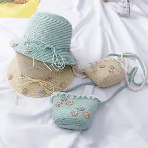 Vente en gros chapeau de paille d'été dessin animé garçon fille chapeau de paille mignon pour enfants bébé chapeaux de paille