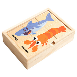 Puzzle interattivi fai da te in legno a forma di animale giocattolo Puzzle di educazione precoce per bambini gioco di abbinamento della famiglia - Product Image 5